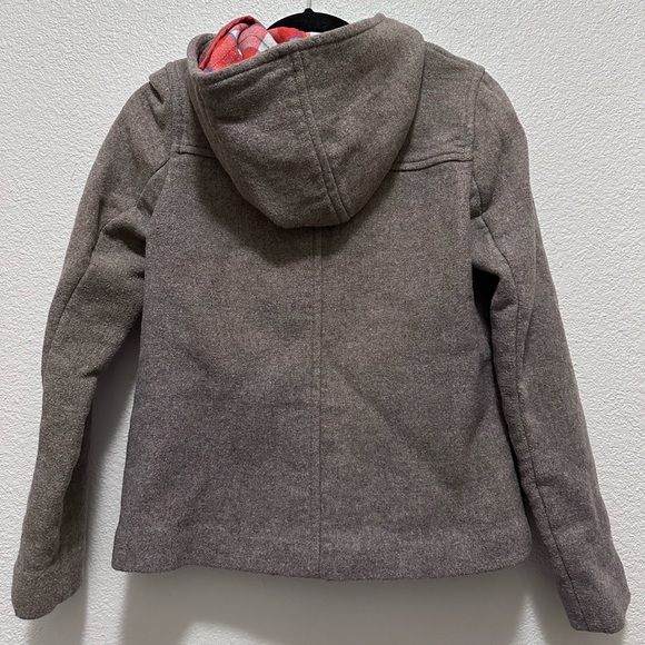 Old Navy Women's Brown Wool Blend Hooded Toggle Zip Coat - Picture 5 of 7